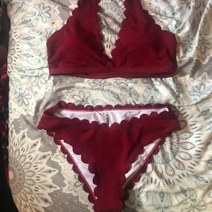 Large red two piece bathing suit